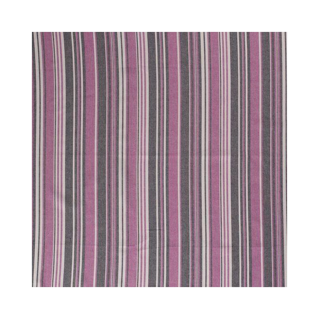 Tissu Viscose lin Rayures rose et grises sur fond Blanc - Par 10 cm