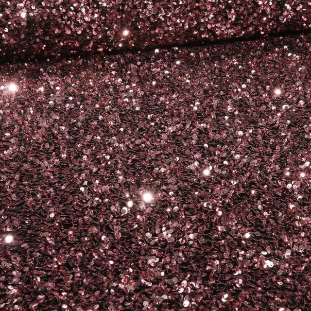 Tissu Sequins épais extensible Rose - Coupon de 100 cm