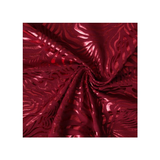 Tissu Jersey Milano Motifs brillants sur fond Bordeaux