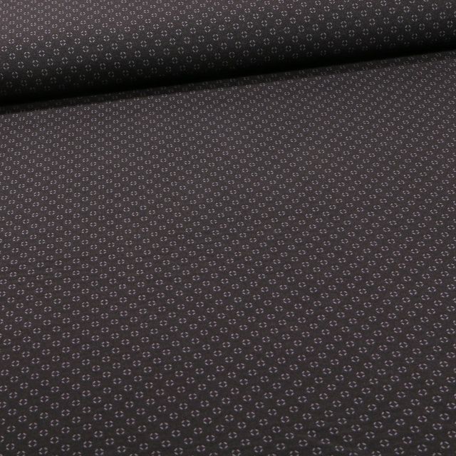 Tissu Bengaline Mini losanges gris sur fond Noir - Par 10 cm