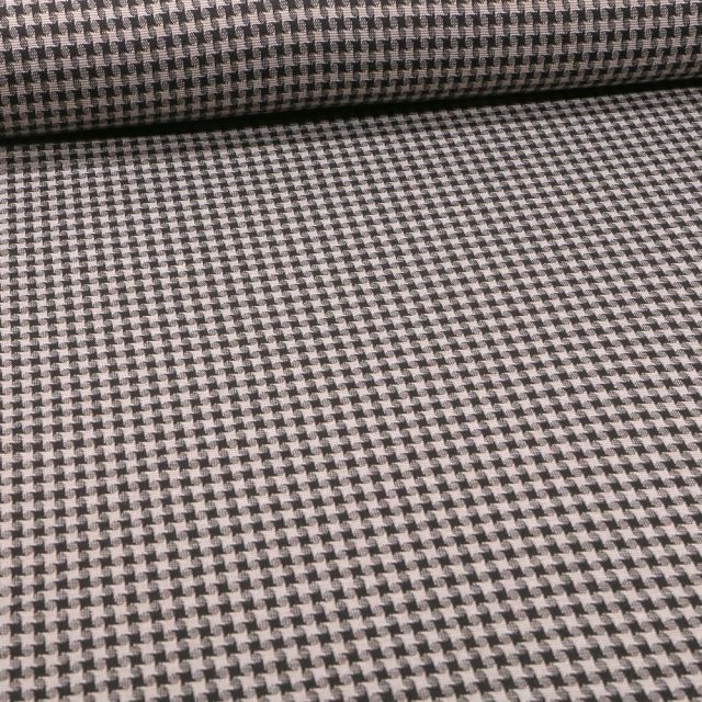 Tissu Maille carreaux sur fond Taupe - Par 10 cm