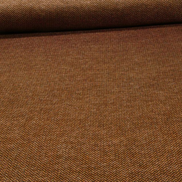 Tissu Jersey Milano toucher laine Chevrons sur fond Ocre - Par 10 cm
