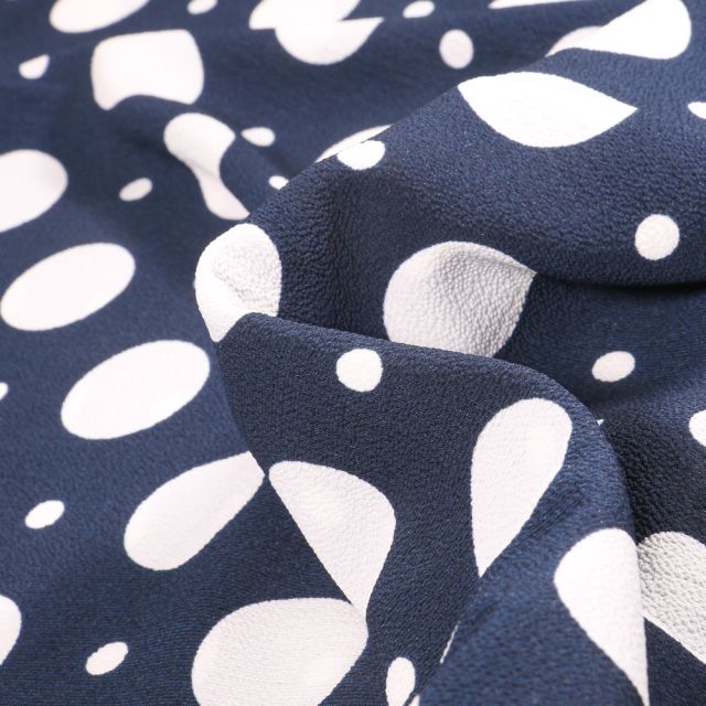 Tissu Crêpe Bubble sur fond Bleu marine