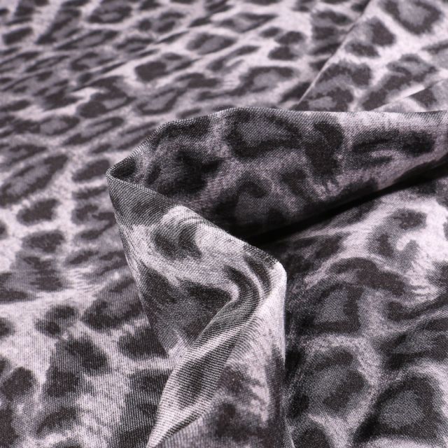 Tissu Bengaline Léopard sur fond Gris