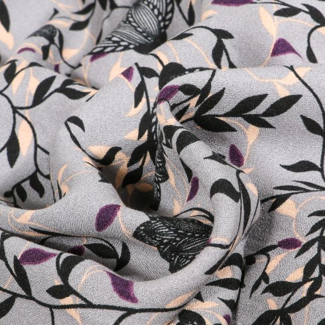Tissu Crêpe de viscose Alba sur fond Gris