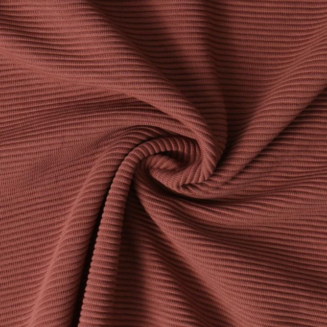 Tissu Jersey Bord Côte Mila uni Marron