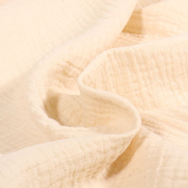 Coupon Tissu Double gaze Bio uni Naturel - Coupon de 80 cm