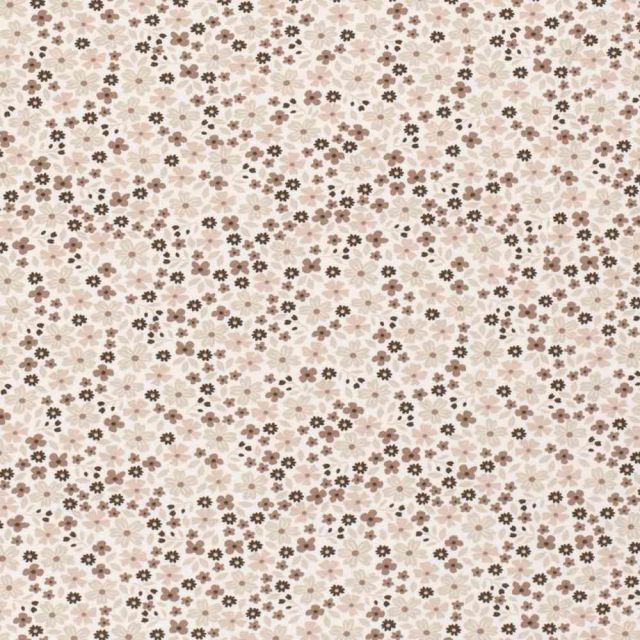 Tissu Jersey stretch fleurs Floriane sur fond Blanc