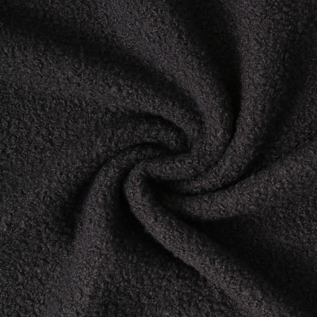 Tissu Fausse fourrure Bouclette Daphné uni Noir