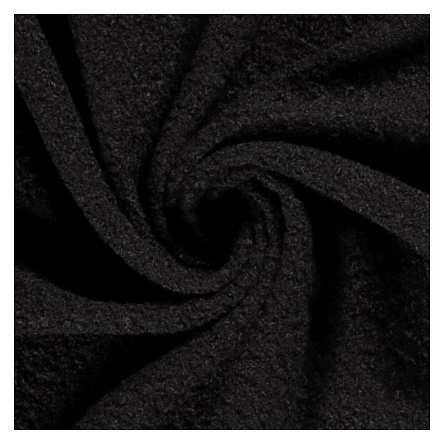 Coupon Tissu Fausse fourrure Bouclette Daphné uni Noir - Coupon de 50 cm