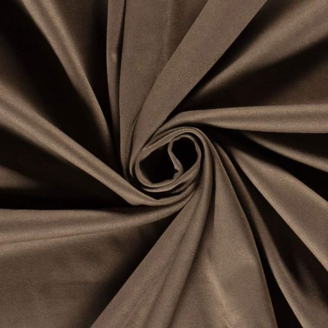 Tissu Suédine extensible Elora aspect daim uni Taupe- Par 10 cm