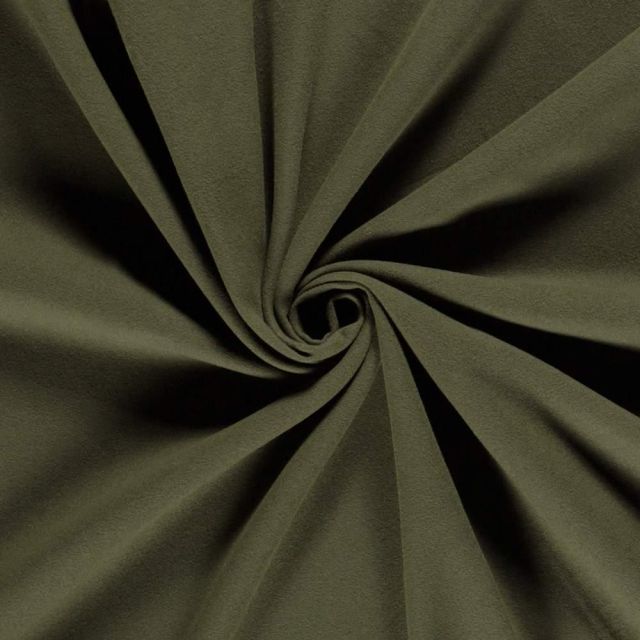 Tissu Drap de manteau Coeur de Laine uni  Vert kaki