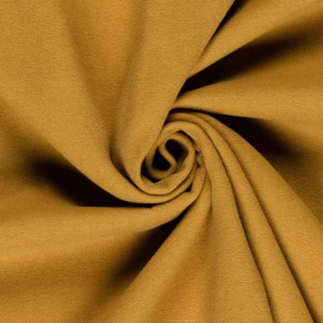 Tissu Drap de manteau  Coeur de Laine uni Ocre