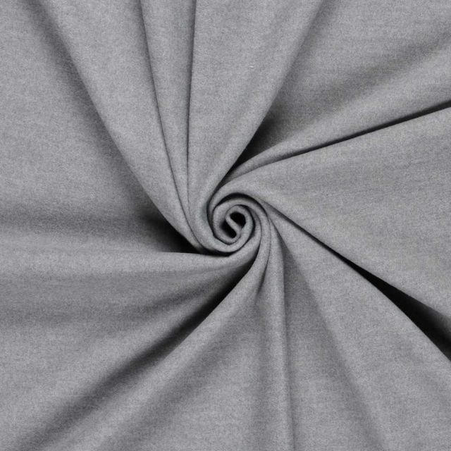 Tissu Drap de manteau  Cœur de Laine uni Gris
