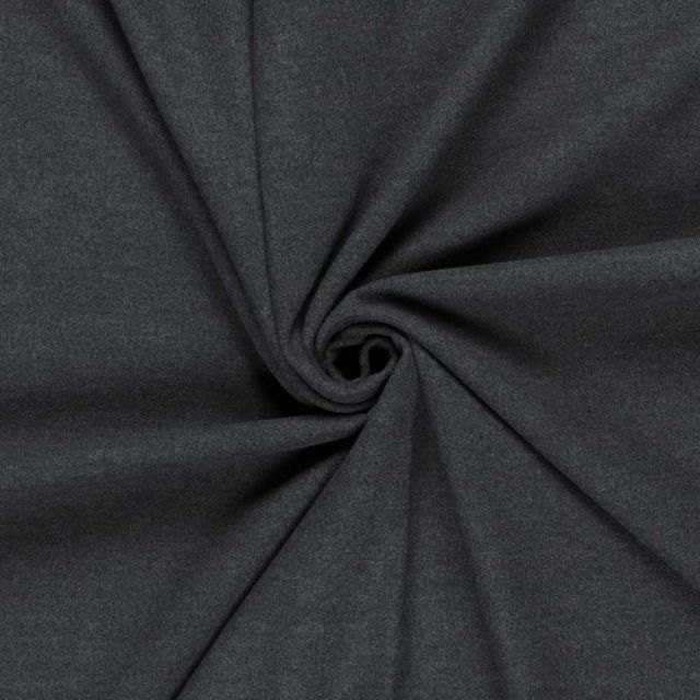 Tissu Drap de manteau  Cœur de Laine uni Gris foncé