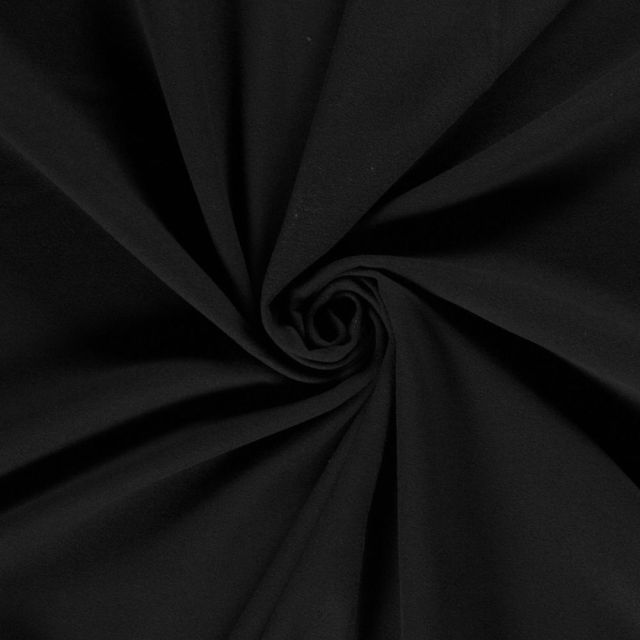 Tissu Drap de manteau  Cœur de Laine uni Noir