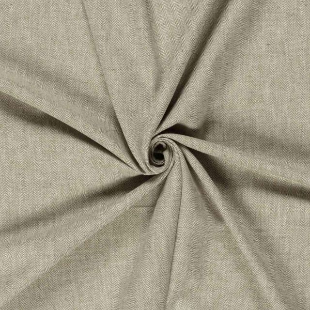 Tissu Chambray Lin Coton Chevrons Vert kaki clair