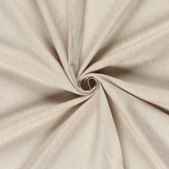 Tissu Chambray Lin Coton Chevrons Ecru