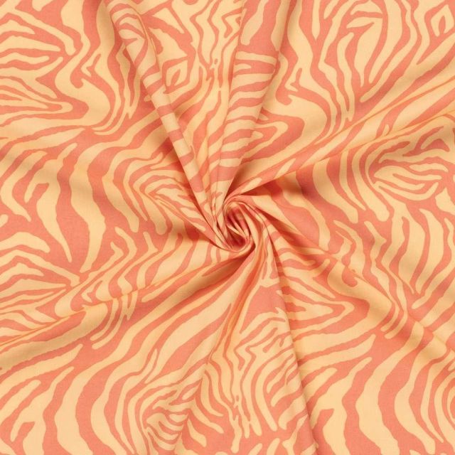 Tissu Coton extensible Psyché Pop jaune pâle sur fond Orange