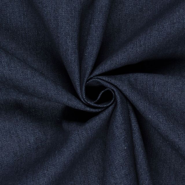 Coupon Tissu Denim Coton extensible uni Bleu jean - Coupon de 40 cm