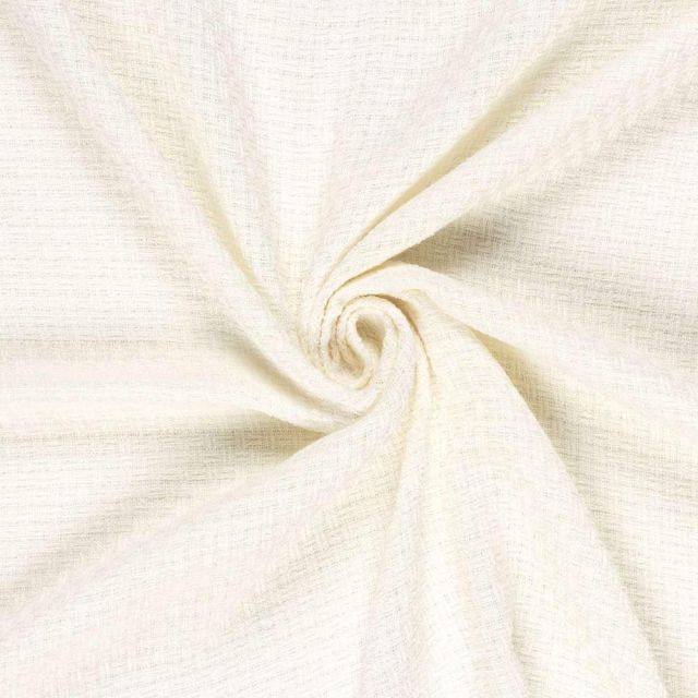 Coupon Tissu Tweed Charlotte uni Blanc cassé - Coupon de 180 cm