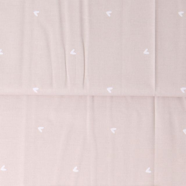 Tissu Popeline de Coton  cœurs Anna sur fond Beige sable