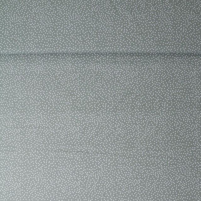 Tissu Popeline de Coton  pois Yena sur fond Vert kaki clair