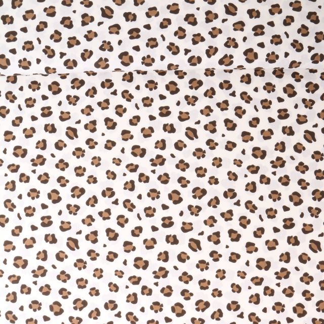 Tissu Popeline de Coton fauve Gaia sur fond Beige clair