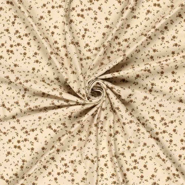 Tissu Maillot de bain UPF50 recyclé Petites fleurs sur fond Beige
