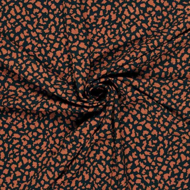 Tissu Crêpe de Viscose Séléné moucheté Rouille sur fond Noir