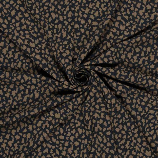 Tissu Crêpe de Viscose Séléné moucheté Camel sur fond Noir