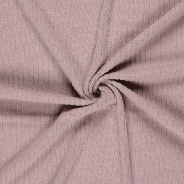Tissu Jersey cotêlé uni Isandra Vieux rose