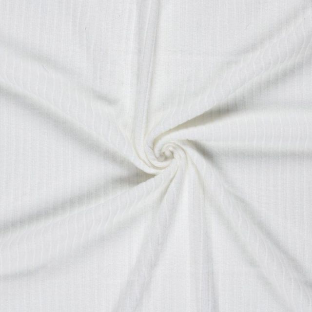 Tissu Jersey cotêlé uni Isandra Blanc