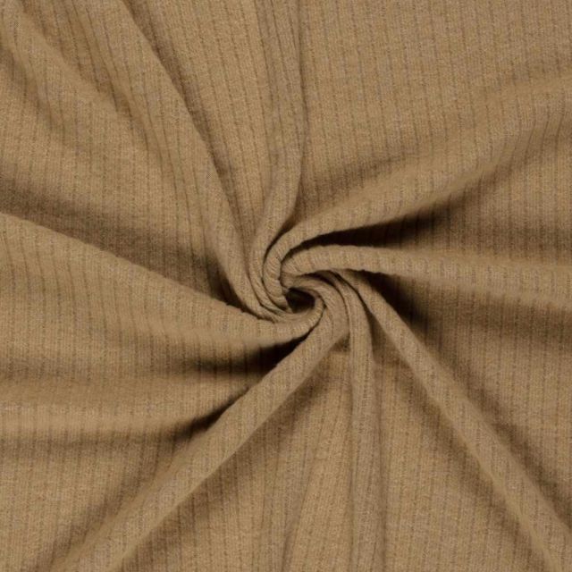 Tissu Jersey cotêlé uni Isandra Camel