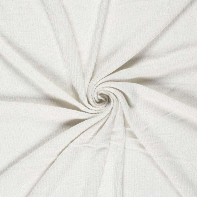 Tissu Maille côtelé Céliane uni  pailleté  Blanc