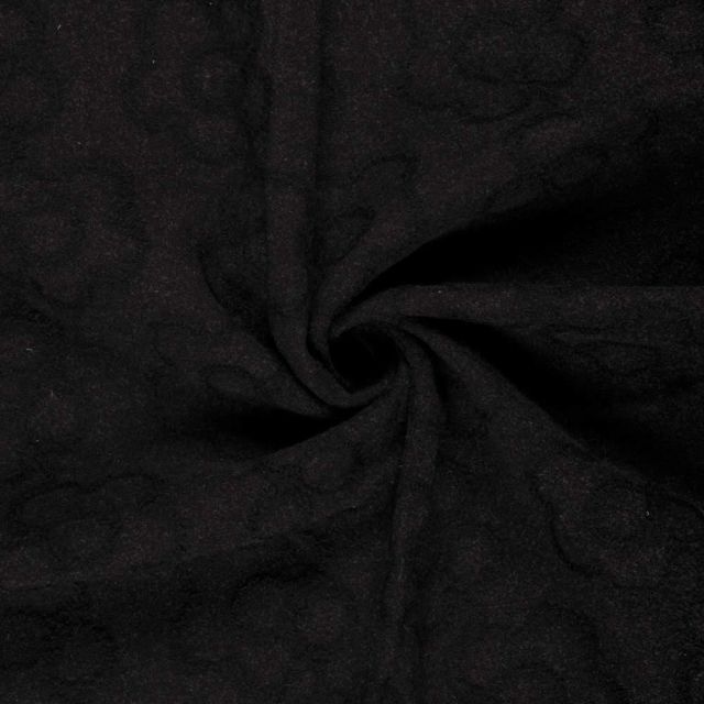 Tissu Jacquard maille lourde Chloé Fleuris sur fond Gris anthracite