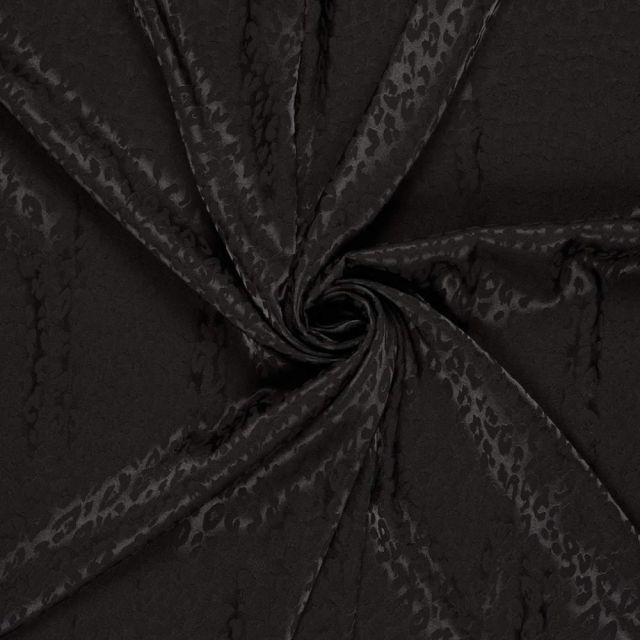 Tissu Jacquard satiné Laura Tâchété sur fond Noir
