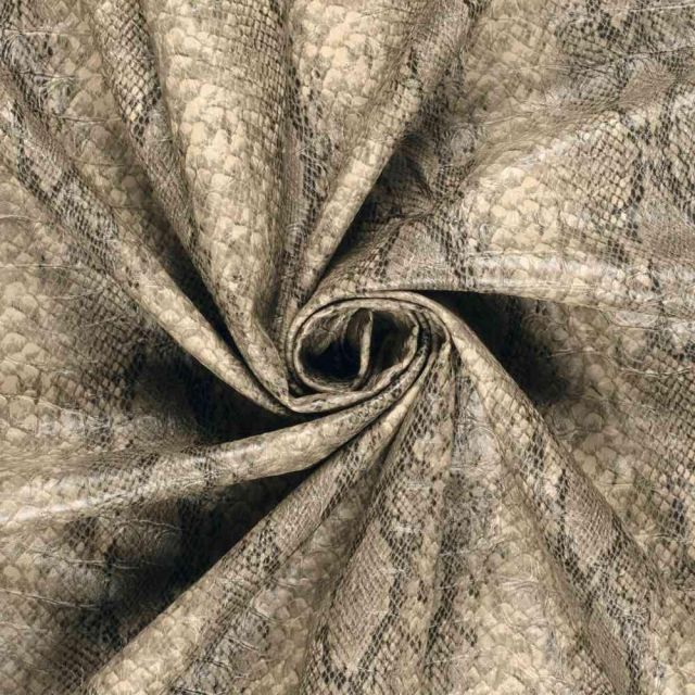 Tissu Simili cuir crocodile Reptilia sur fond Beige sable