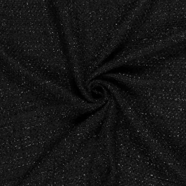Tissu Jacquard Lurex Tweed Éclat uni  Noir