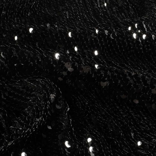 Tissu Sequins magique  Luxa extensible  sequins Noir sur fond Noir
