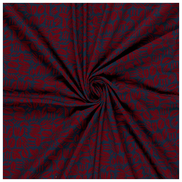 Tissu Sweat léger French Terry Emily feuillages stylisés Bordeaux sur fond Bleu nuit
