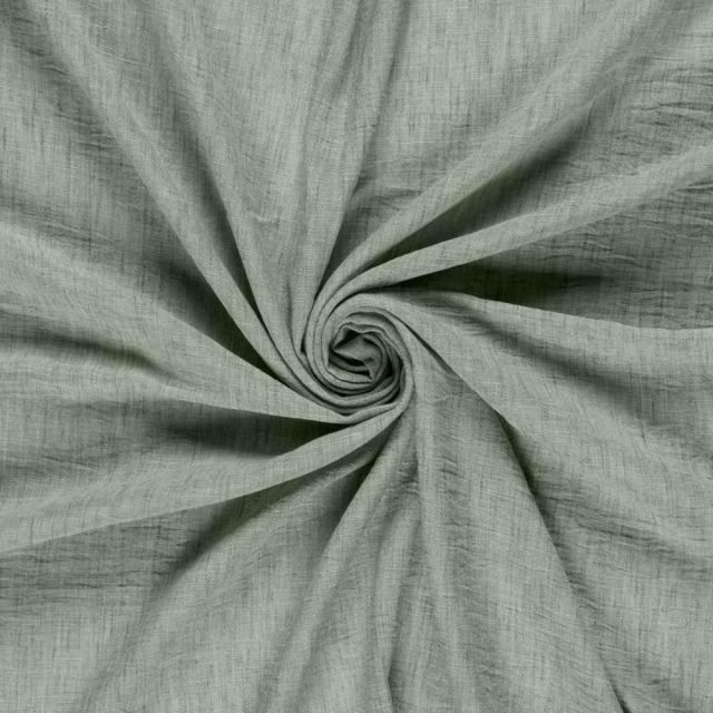 Tissu Polyester aspect Lin uni chiné Vert amande