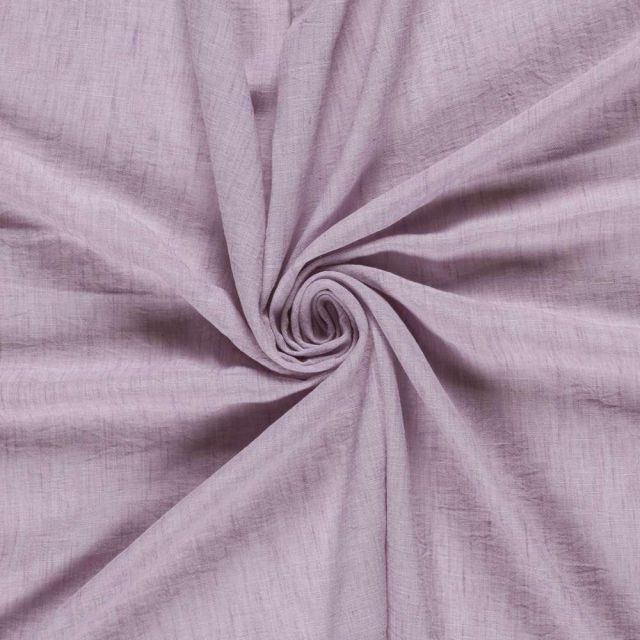 Tissu Polyester aspect Lin uni chiné Lilas