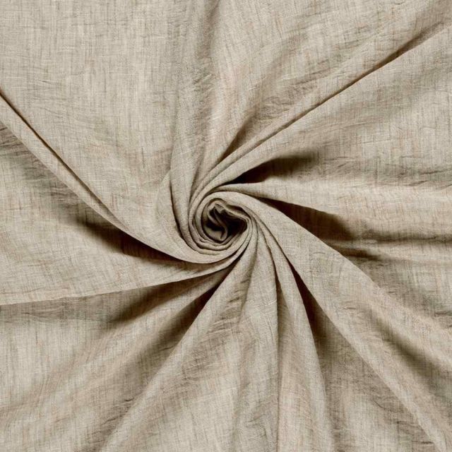 Tissu Polyester aspect Lin uni chiné Naturel