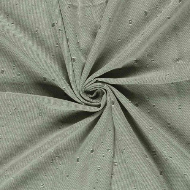 Tissu Jean Denim Adèle effet vieilli sur fond Vert olive