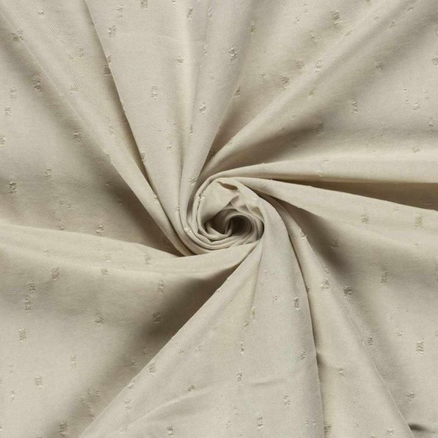 Tissu Jean Denim Adèle effet vieilli sur fond Beige