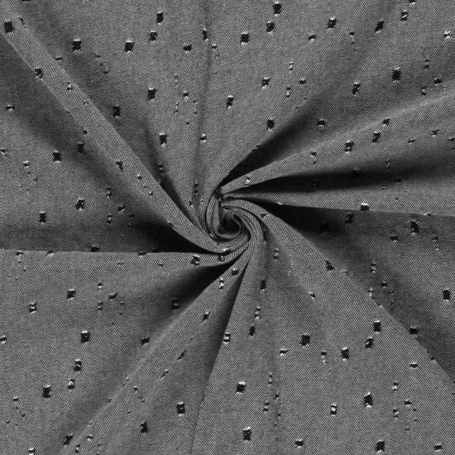 Tissu Jean Denim Adèle effet vieilli sur fond Noir