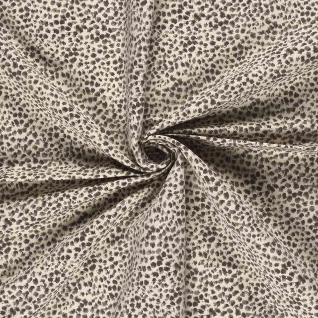 Tissu Bengaline de Viscose tacheté léopard abstrait sur fond Beige