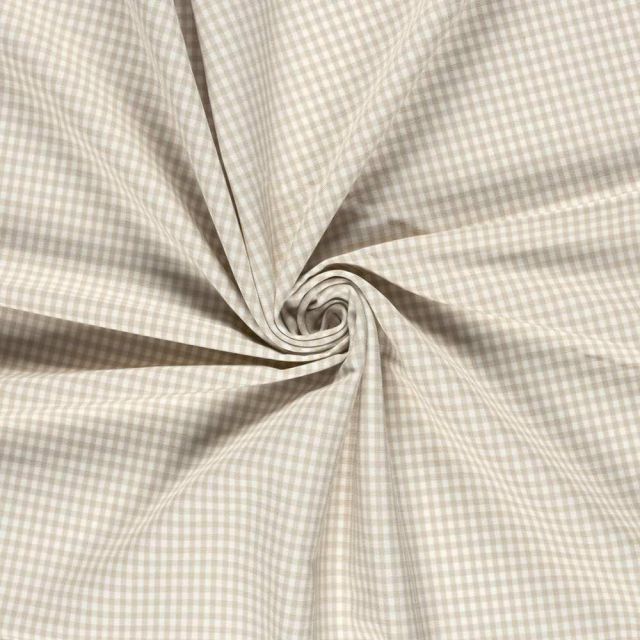 Tissu Bengaline de Viscose Mini Vichy blanc sur fond Ecru