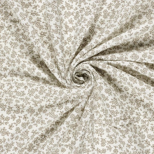 Tissu Double gaze de Coton Petites fleurs Lilou sur fond Ecru
